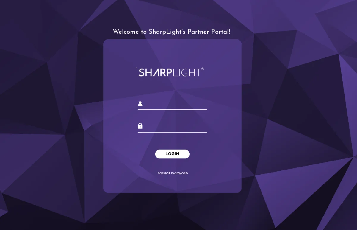 SharpLight Partner Portal login screen