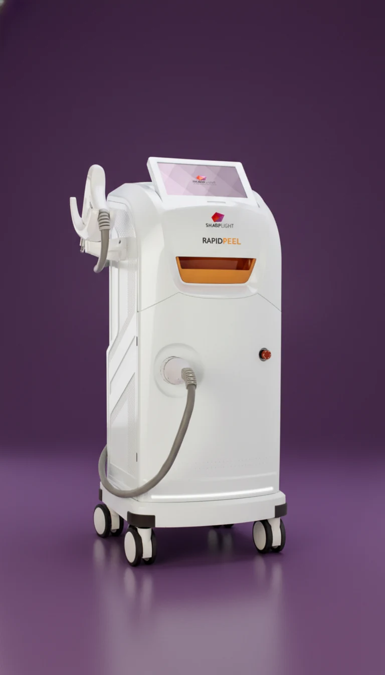 Rapid Peel fractional Er:YAG workstation in a purple studio setting